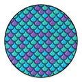 Teal Mermaid Scales Pattern Print Round Floor Mat