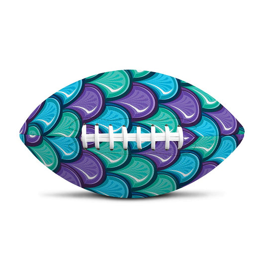 Teal Mermaid Scales Pattern Print Rugby Ball
