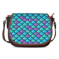 Teal Mermaid Scales Pattern Print Saddle Bag