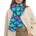 Teal Mermaid Scales Pattern Print Scarf
