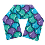 Teal Mermaid Scales Pattern Print Scarf