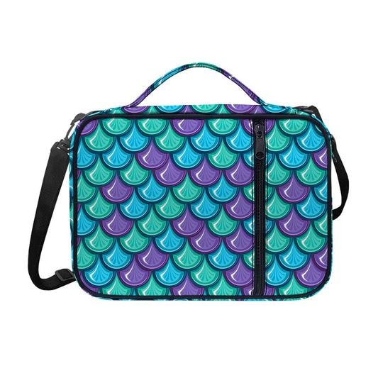 Teal Mermaid Scales Pattern Print Shoulder Strap Bible Bag