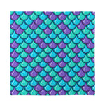 Teal Mermaid Scales Pattern Print Silk Bandana