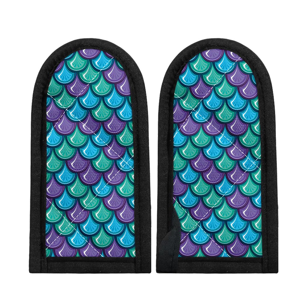 Teal Mermaid Scales Pattern Print Skillet Handle Cover