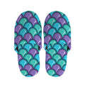 Teal Mermaid Scales Pattern Print Slippers