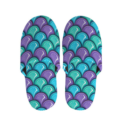 Teal Mermaid Scales Pattern Print Slippers
