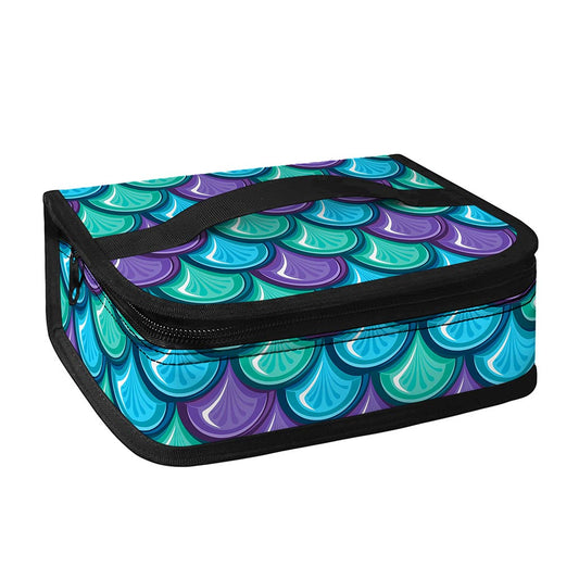 Teal Mermaid Scales Pattern Print Small Lunch Bag