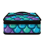 Teal Mermaid Scales Pattern Print Small Lunch Bag