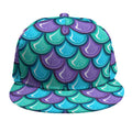 Teal Mermaid Scales Pattern Print Snapback Cap