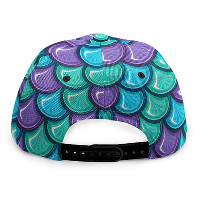 Teal Mermaid Scales Pattern Print Snapback Cap