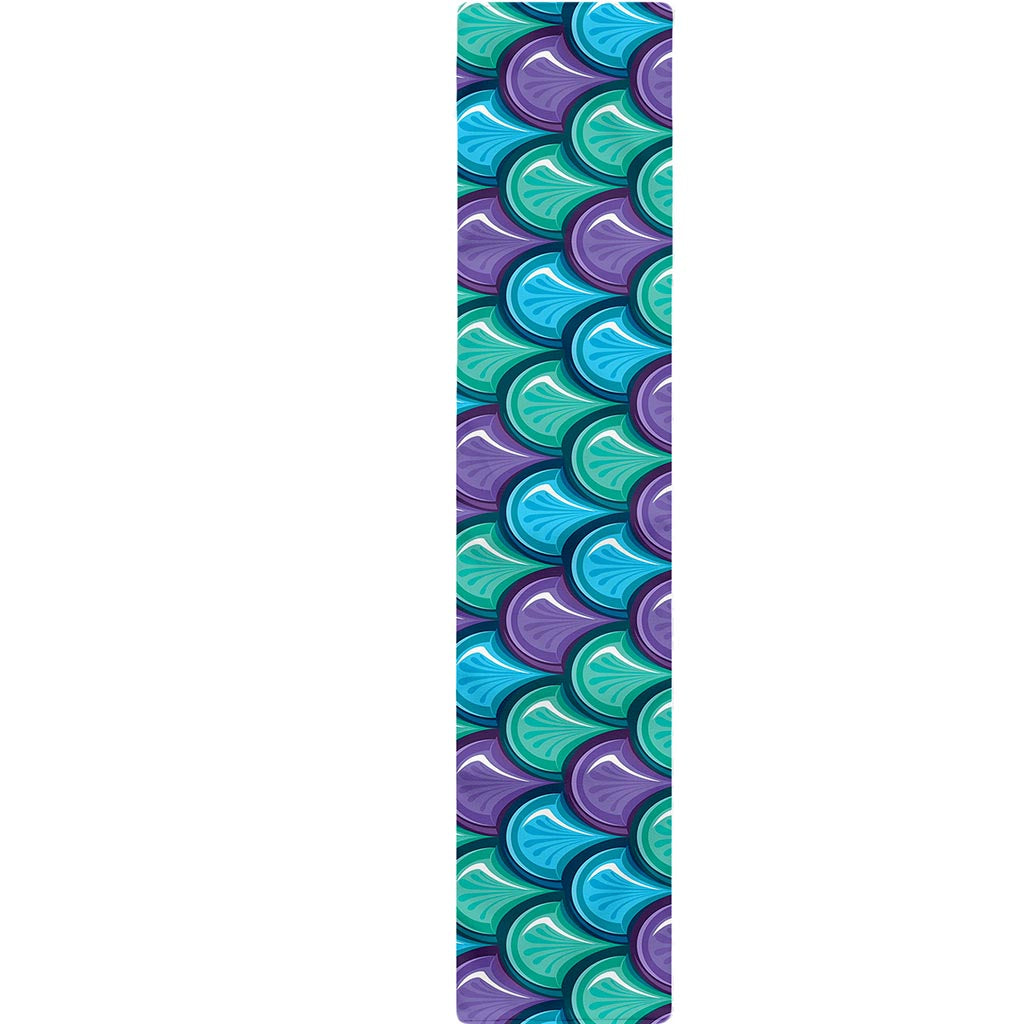 Teal Mermaid Scales Pattern Print Table Runner
