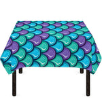 Teal Mermaid Scales Pattern Print Tablecloth