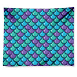 Teal Mermaid Scales Pattern Print Tapestry