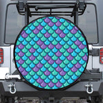 Teal Mermaid Scales Pattern Print Tire Cover