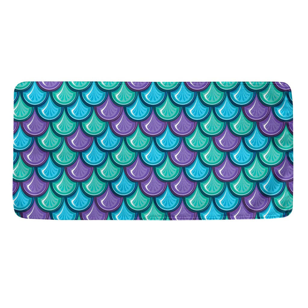 Teal Mermaid Scales Pattern Print Towel