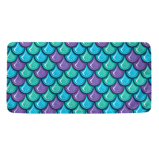 Teal Mermaid Scales Pattern Print Towel