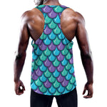 Teal Mermaid Scales Pattern Print Training Tank Top