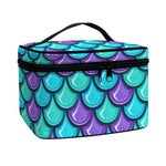 Teal Mermaid Scales Pattern Print Travel Makeup Bag