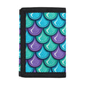 Teal Mermaid Scales Pattern Print Trifold Wallet