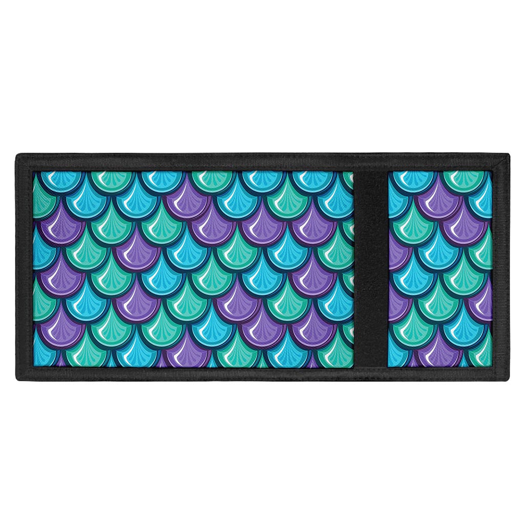 Teal Mermaid Scales Pattern Print Trifold Wallet