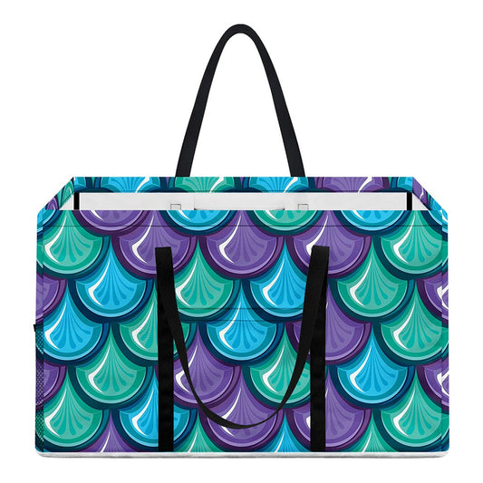 Teal Mermaid Scales Pattern Print Utility Tote Bag