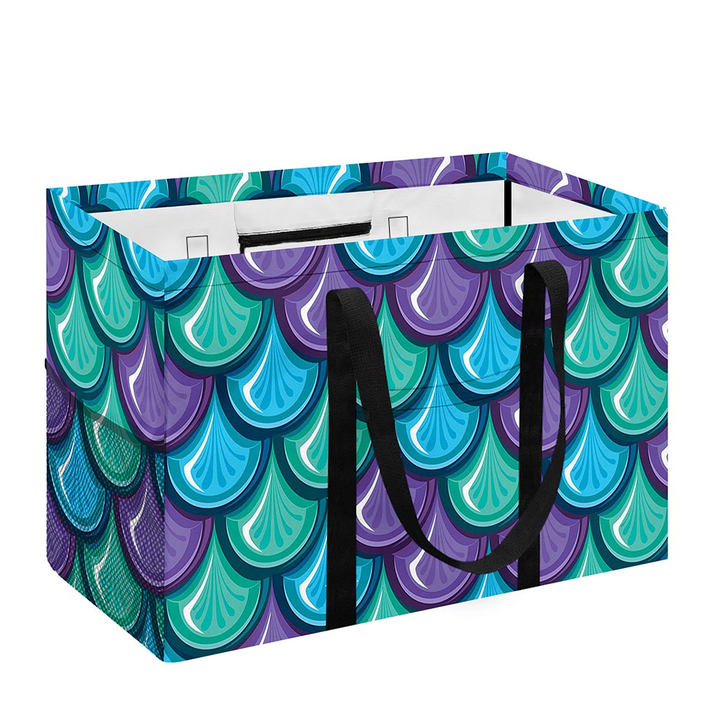 Teal Mermaid Scales Pattern Print Utility Tote Bag