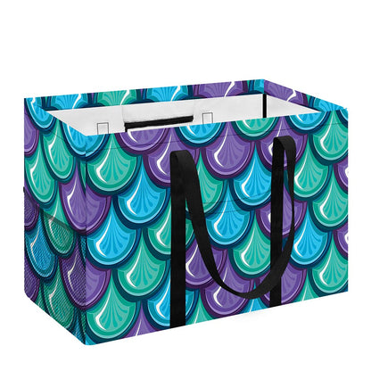 Teal Mermaid Scales Pattern Print Utility Tote Bag