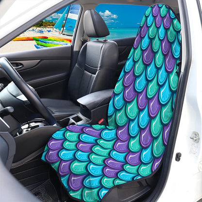 Teal Mermaid Scales Pattern Print Waterproof Car Seat Cover