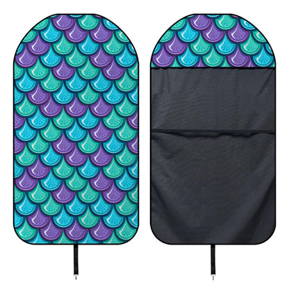 Teal Mermaid Scales Pattern Print Waterproof Car Seat Cover