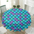 Teal Mermaid Scales Pattern Print Waterproof Round Tablecloth