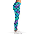 Teal Mermaid Scales Pattern Print Women's Leggings