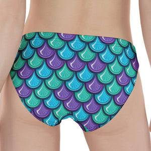 Teal Mermaid Scales Pattern Print Women's Panties