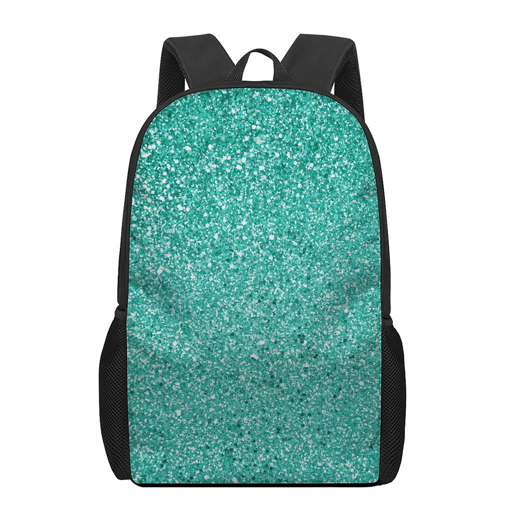Teal (NOT Real) Glitter Print 17 Inch Backpack
