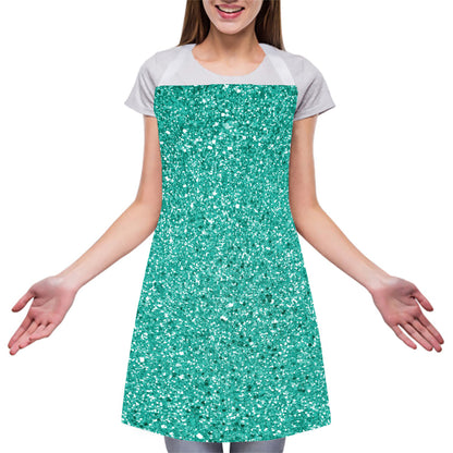 Teal (NOT Real) Glitter Print Adjustable Apron
