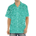 Teal (NOT Real) Glitter Print Aloha Shirt