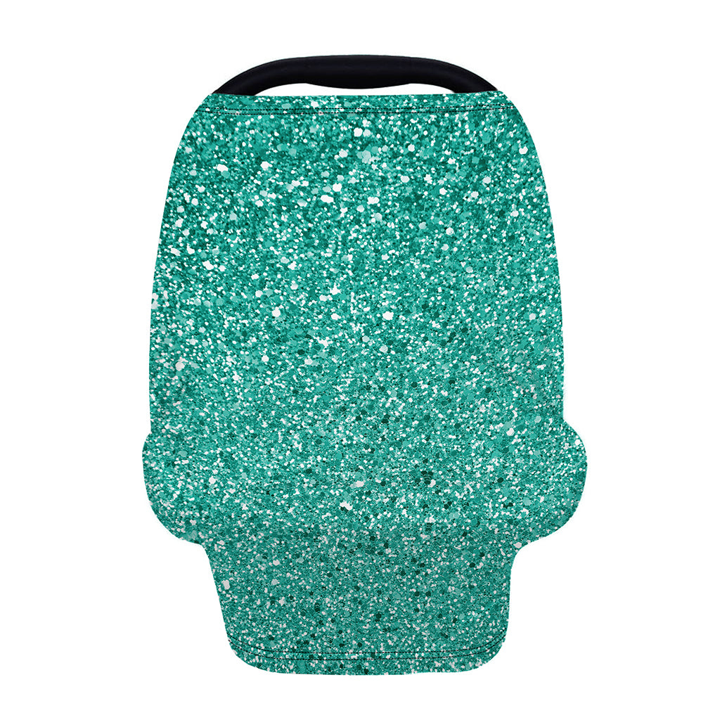 Teal (NOT Real) Glitter Print Baby Seat Cover