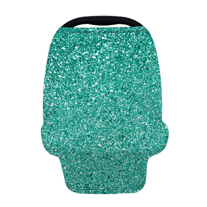 Teal (NOT Real) Glitter Print Baby Seat Cover