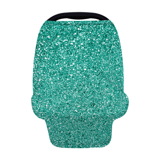 Teal (NOT Real) Glitter Print Baby Seat Cover