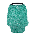 Teal (NOT Real) Glitter Print Baby Seat Cover
