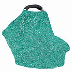 Teal (NOT Real) Glitter Print Baby Seat Cover