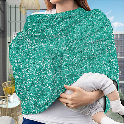 Teal (NOT Real) Glitter Print Baby Seat Cover