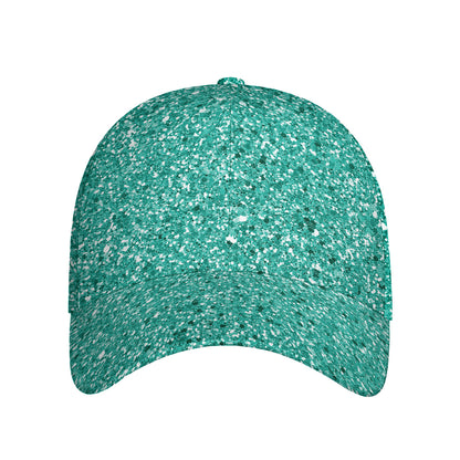 Teal (NOT Real) Glitter Print Baseball Cap