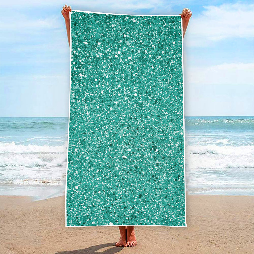 Teal (NOT Real) Glitter Print Beach Towel