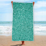 Teal (NOT Real) Glitter Print Beach Towel