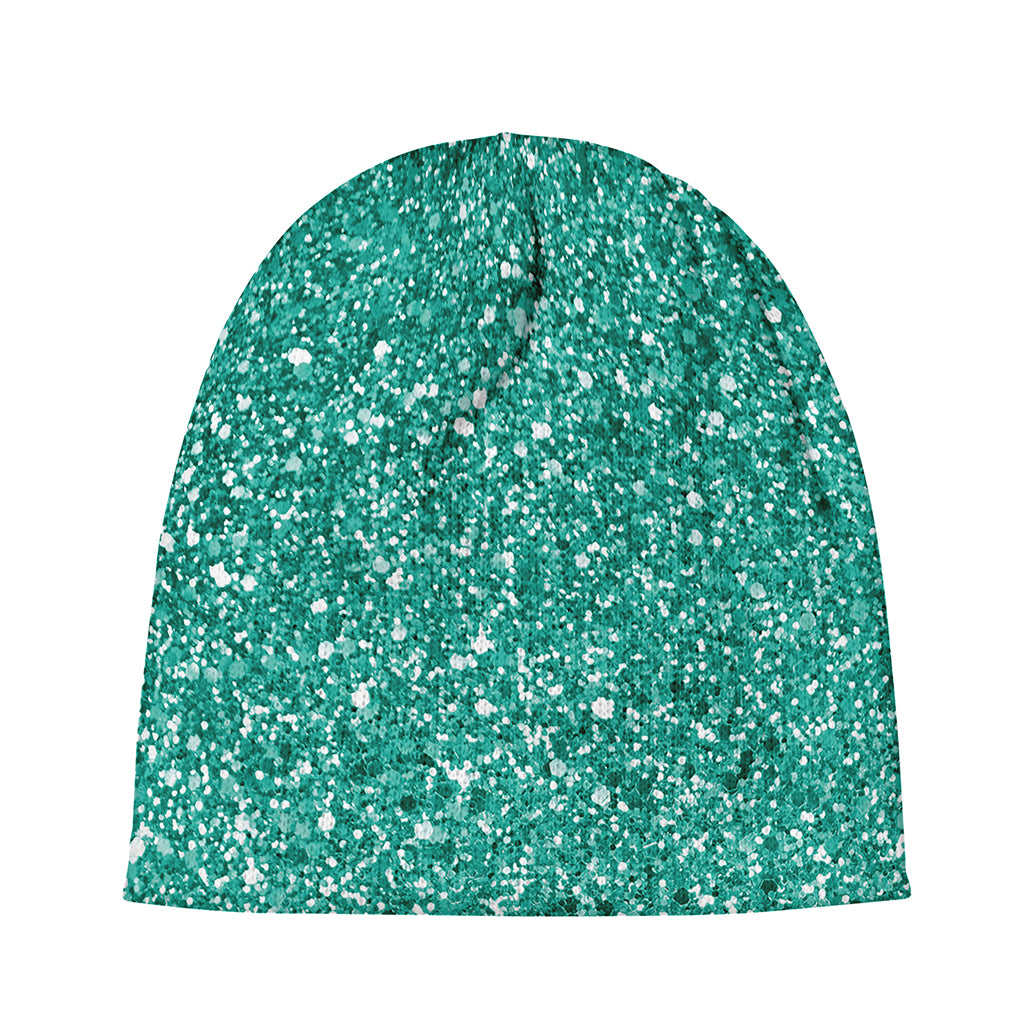 Teal (NOT Real) Glitter Print Beanie
