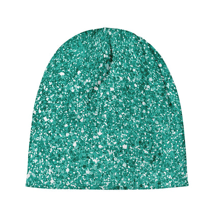 Teal (NOT Real) Glitter Print Beanie
