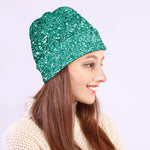 Teal (NOT Real) Glitter Print Beanie