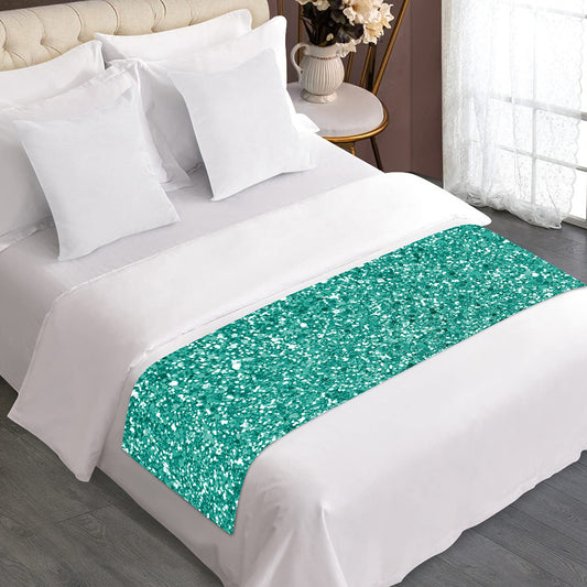 Teal (NOT Real) Glitter Print Bed Runner