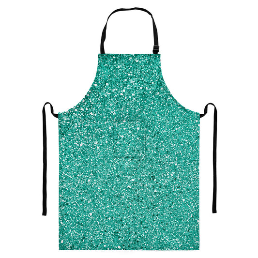 Teal (NOT Real) Glitter Print Bib Apron With Pocket