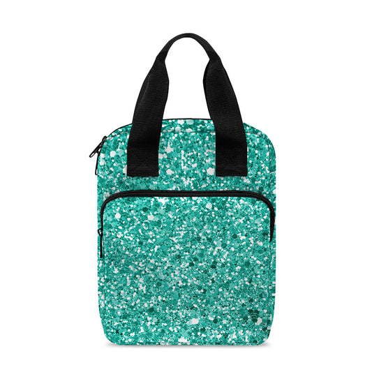 Teal (NOT Real) Glitter Print Bible Tote Bag